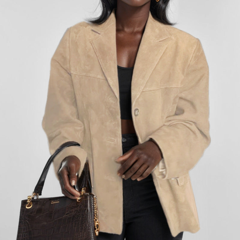 Blazer de mujer para otoño con bolsillos, corte regular y mangas largas