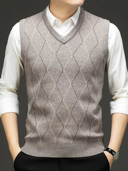 Chaleco para Hombre de Punto con Cuello en V Slim Fit