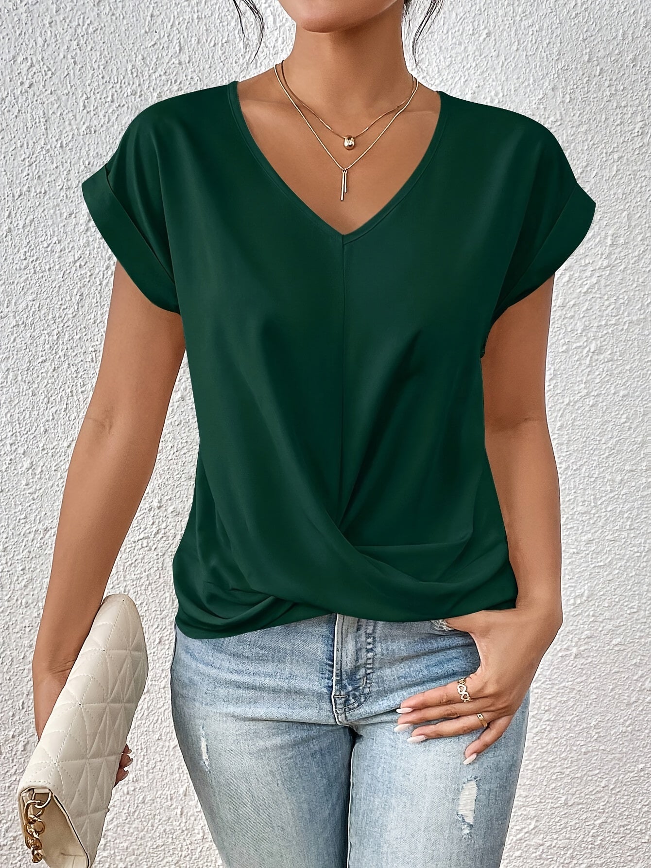 Women's V-Neck T-Shirt with Short Sleeves