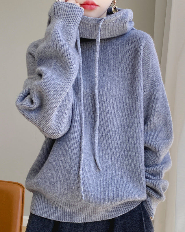 Women's Sweater Knit Pullover with Peter Pan Collar and Long Sleeves