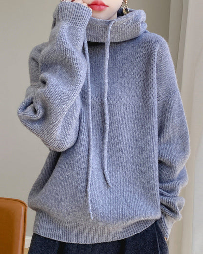 Women's Sweater Knit Pullover with Peter Pan Collar and Long Sleeves