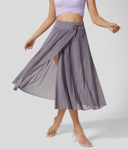 Gonna Midi Donna 2-in-1 con Tasca Laterale Nascosta e Vita Elasticizzata