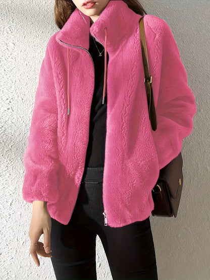 Women's Relaxed Fit Jacket with Front Zip Closure