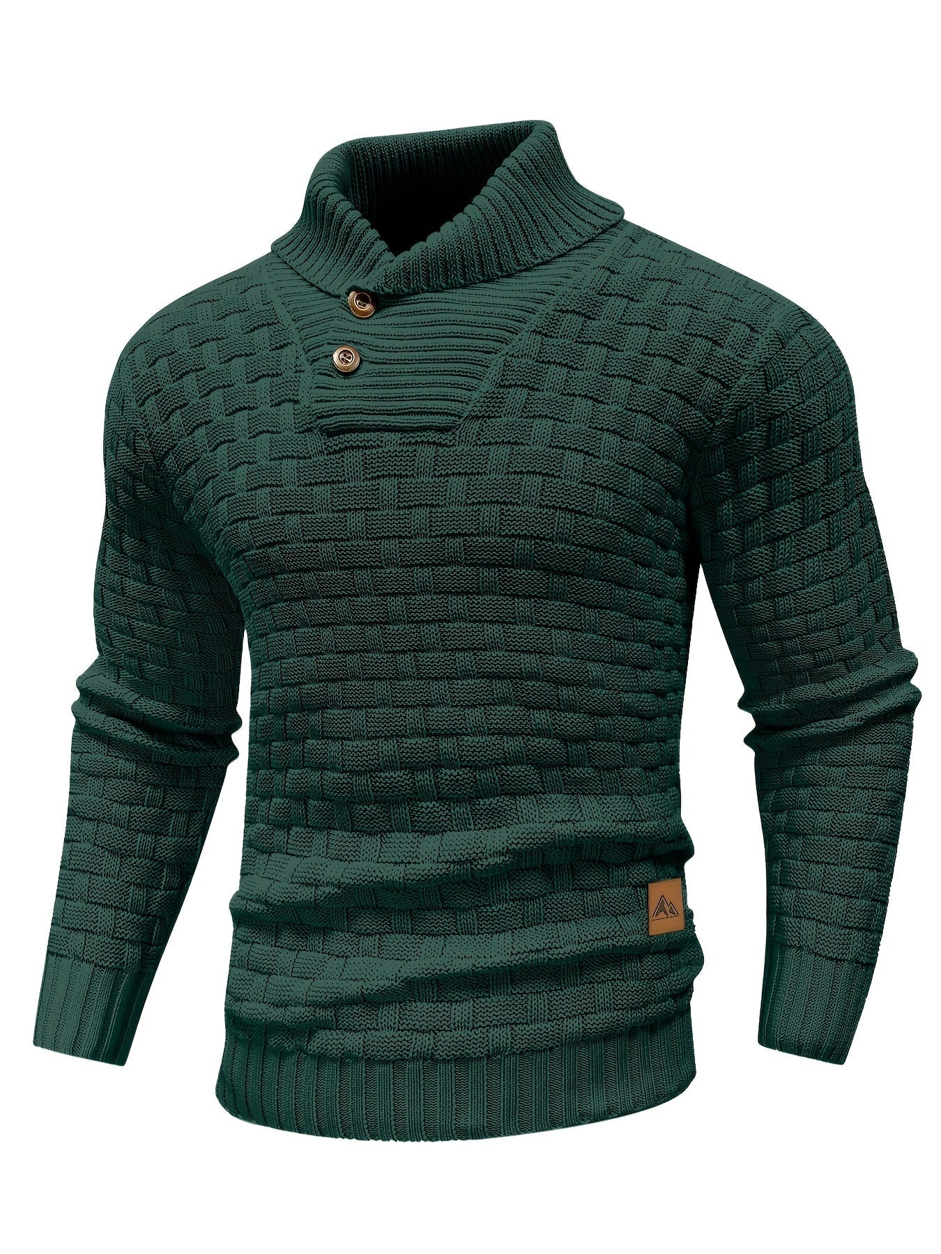 Maglione Uomo in Maglia Waffle con Collo a Sciarpa
