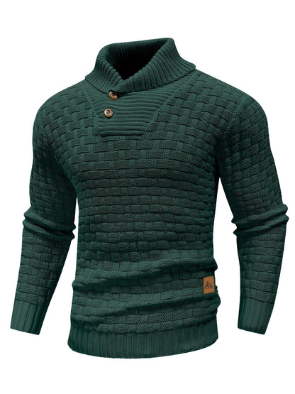 Maglione Uomo in Maglia Waffle con Collo a Sciarpa