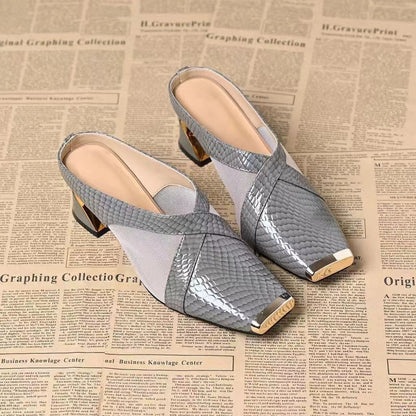 Women's Sandals with Square Toe, Mesh Upper, and Slip-On Design – Casual Sandals