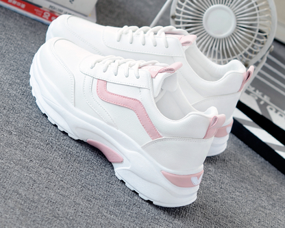 Zapatillas de mujer con cordones, punta redonda, suela plana