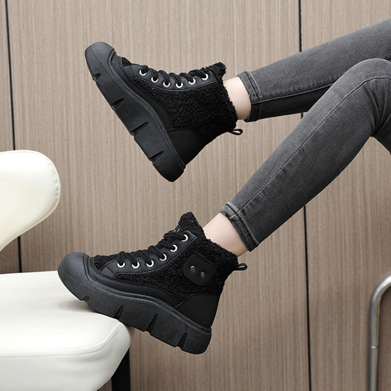 Sneakers Donna Invernali Alte con Lacci – Suola in Gomma Antiscivolo