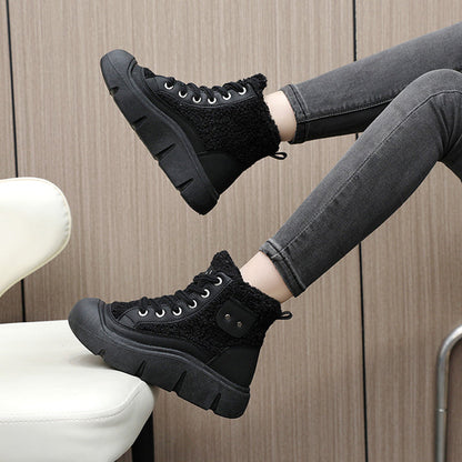 Sneakers Donna Invernali Alte con Lacci – Suola in Gomma Antiscivolo