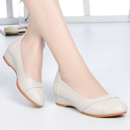 Zapatos de mujer con punta redonda, tacón bajo y diseño sin cierres – zapatos casuales