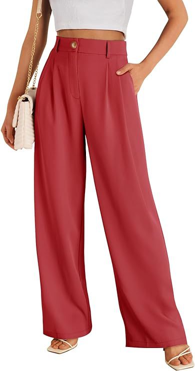 Women's High-Waisted Stretch Formal Pants with Wide Leg