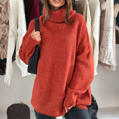 Maglione Donna Oversize con Collo Alto e Maniche Scese – Uso Quotidiano