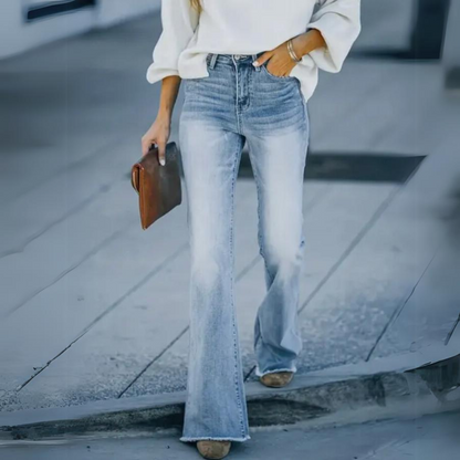 Jeans til kvinder med høj talje og let udvidelse