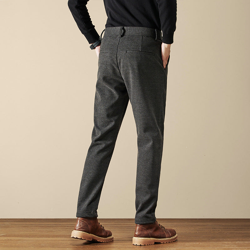 Herre elegante slim bukser med smal ben – dobbelte folder og sideløbende justering