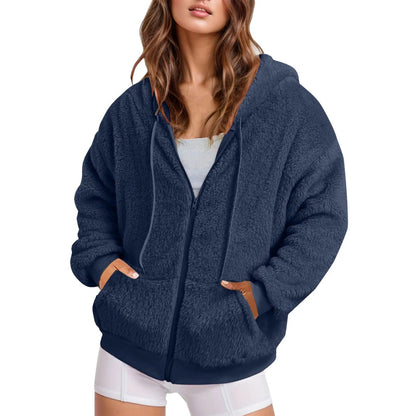 Sudadera larga otoñal para mujer con diseño de color liso
