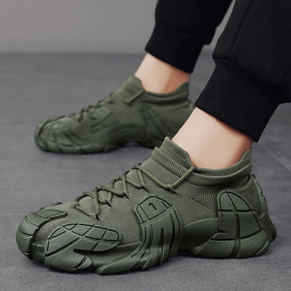 Men's Running Sneakers with Laces, Round Toe, and Thick Sole
