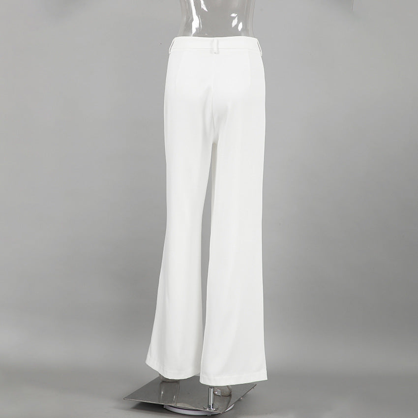 Pantalones de Mujer de Cintura Alta con Pierna Recta y Corte Amplio
