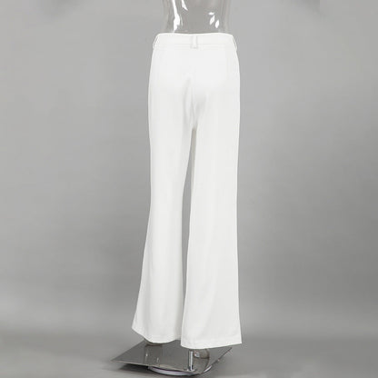 Pantalones de Mujer de Cintura Alta con Pierna Recta y Corte Amplio