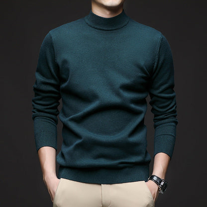 Men's Sweater Pullover with Half Turtleneck and Slim Fit
