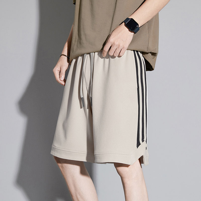 Pantaloncini Uomo Cropped a Righe con Vita Media – Vestibilità Comoda