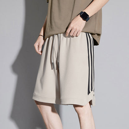 Pantaloncini Uomo Cropped a Righe con Vita Media – Vestibilità Comoda