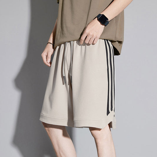 Pantaloncini Uomo Cropped a Righe con Vita Media – Vestibilità Comoda