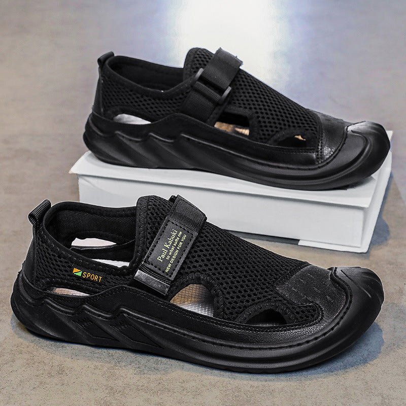 Sandali Estivi da Uomo con Tomaia in Rete Forata e Chiusura in Velcro – Suola in Gomma