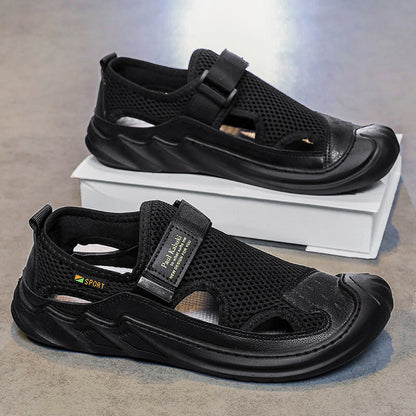 Sandali Estivi da Uomo con Tomaia in Rete Forata e Chiusura in Velcro – Suola in Gomma