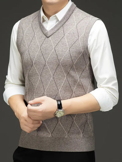 Chaleco para Hombre de Punto con Cuello en V Slim Fit