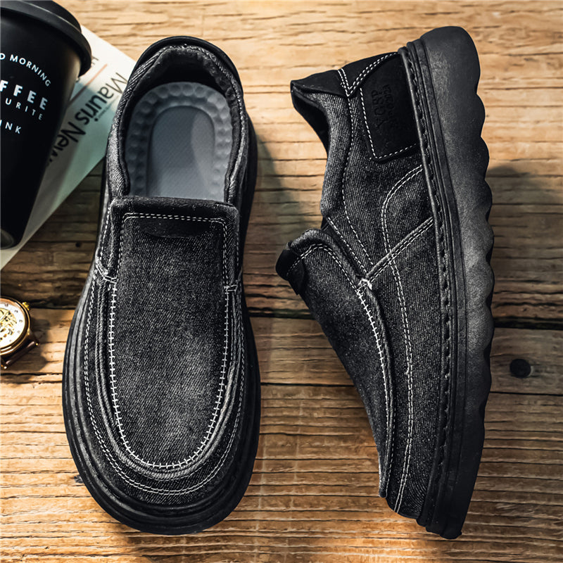 Men's slip-on moccasins - Round toe - Denim style