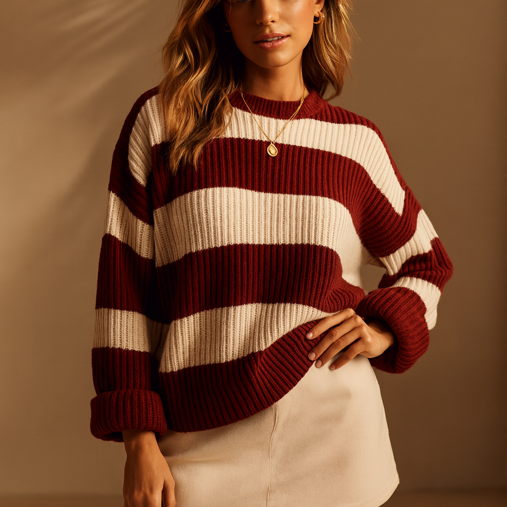 Maglione Donna a Righe Colorate con Vestibilità Comoda – Stile Casual