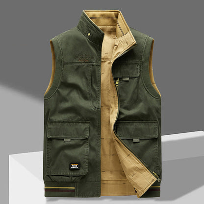 Men's Reversible Vest with Multiple Pockets