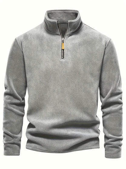 Maglia Uomo con Mezza Zip, Collo Alto e Maniche Lunghe – Comfort Quotidiano Versatile