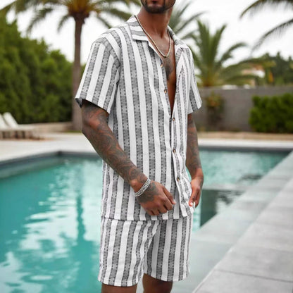 Completo Uomo Due Pezzi con Camicia e Pantaloncini – Vestibilità Ampia