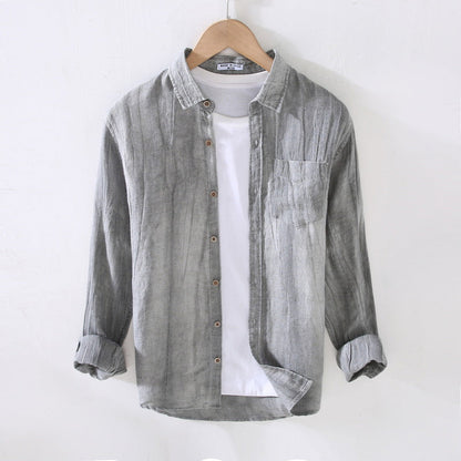 Camisa de verano para hombre de manga larga con botones – Corte amplio