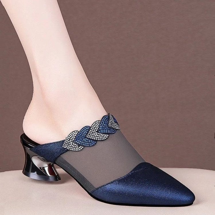 Women's Slippers with Pointed Toe, Mesh Upper, and Slip-On Design – Casual Slippers