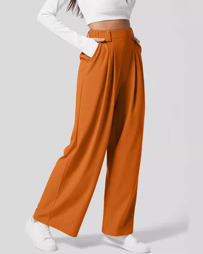 High-Waisted Women's Waffle Knit Wide-Leg Pants