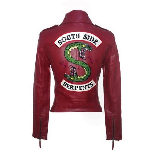 Women's Short Jacket with Snake Pattern, Zip Closure, and Structured Design