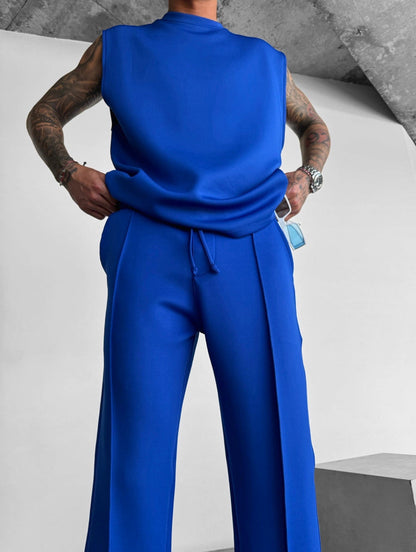 Men's Lounge Set with Sleeveless Top and Tailored Pants