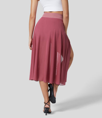 Gonna Midi Donna 2-in-1 con Tasca Laterale Nascosta e Vita Elasticizzata