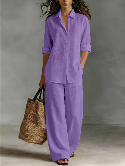 Completo Donna Due Pezzi con Top a Maniche Lunghe e Pantaloni a Gamba Dritta – Completo Casual Quotidiano