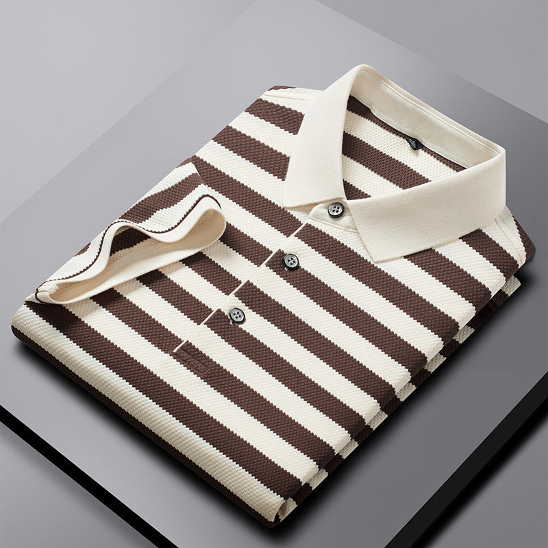 Men's Striped T-Shirt with Short Sleeves and Crew Neck