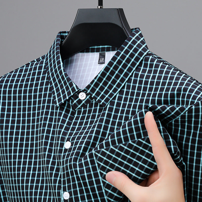 Camisa de hombre primaveral a cuadros con mangas largas – Corte amplio