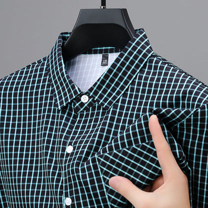 Camisa de hombre primaveral a cuadros con mangas largas – Corte amplio