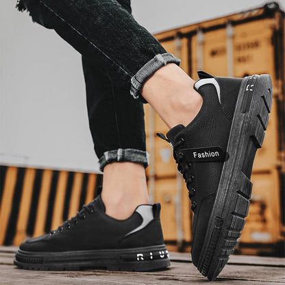 Men's Sneakers with Laces, Low Cut, Round Toe, and Flat Sole