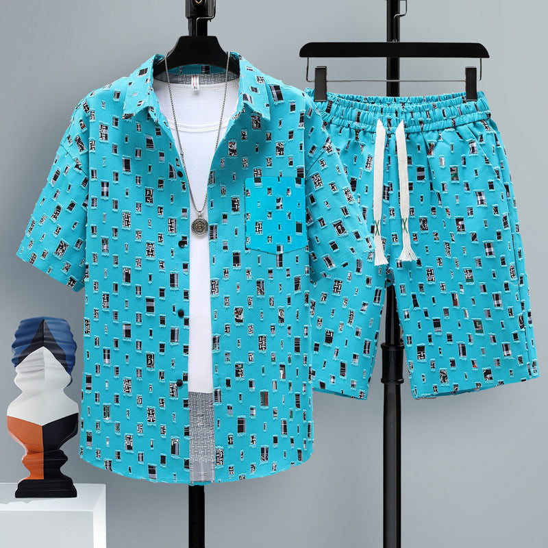 Men's Summer Two-Piece Set with Short-Sleeve T-Shirt and Shorts – Casual Sports Set