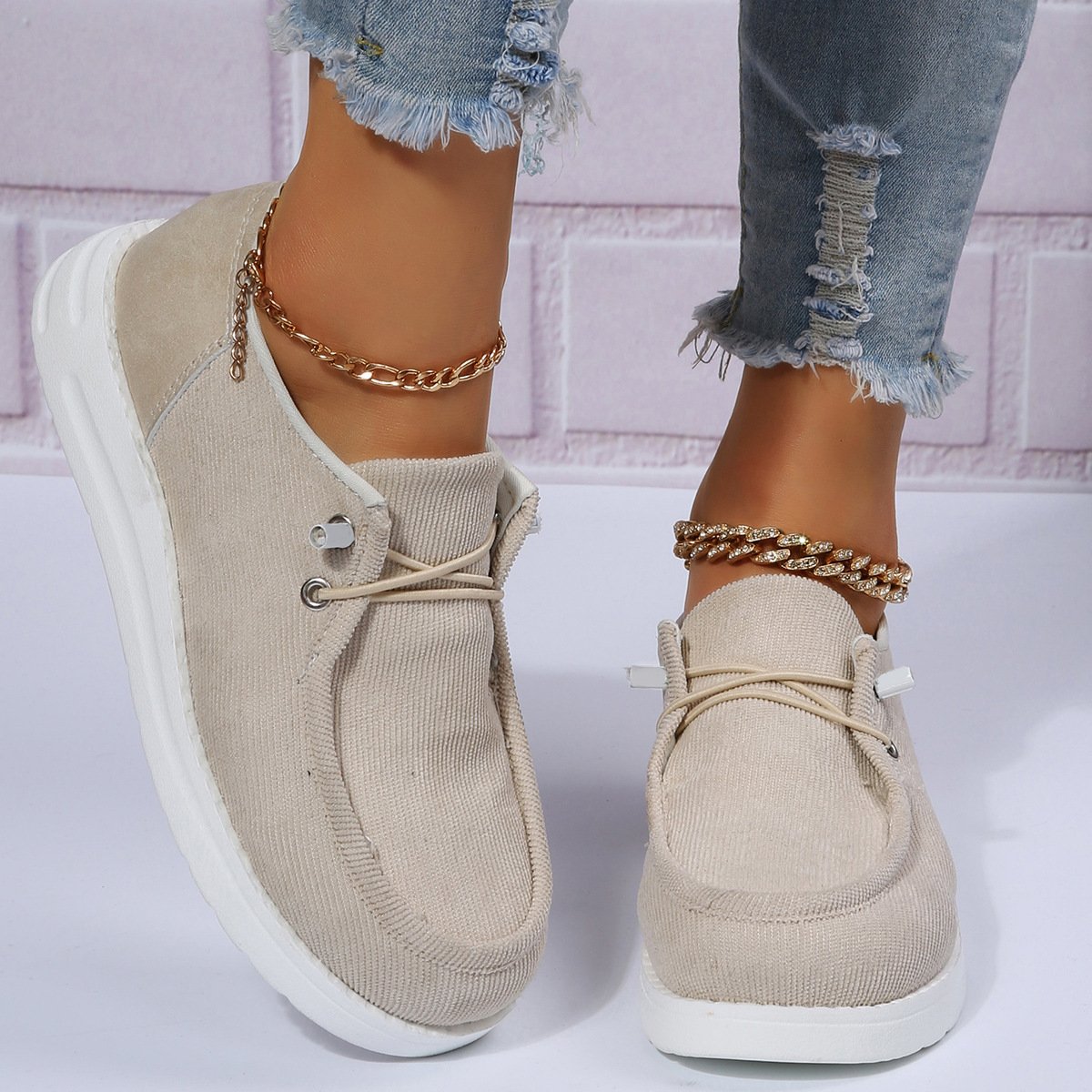 Women's Walking Flats with Elastic Band – Round Toe