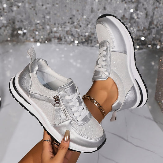 Women's Sneakers with Side Zipper and Arch Support – Non-Slip Sole