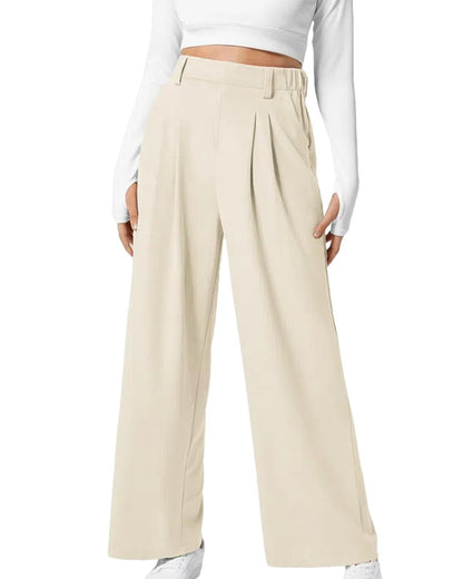 High-Waisted Women's Waffle Knit Wide-Leg Pants