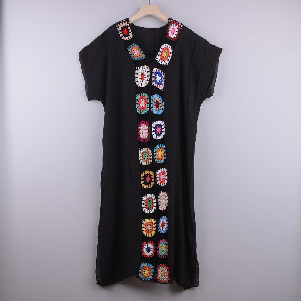 Copricostume Estivo Donna all’Uncinetto con Design a Contrasto